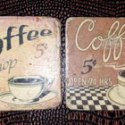 Kaksi keraamista lasinalusta 50s fiftari coffee 5c - pikkukuva 2