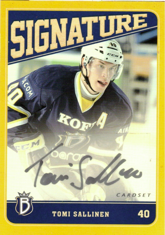 2013-14 Cardset TOMI SALLINEN Blues signature nimmari
