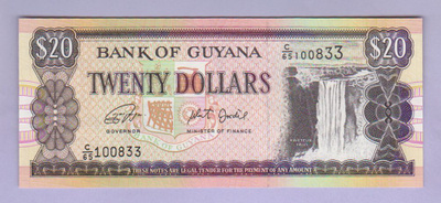 Guyana 20 Dollars v.2018 UNC P-30g