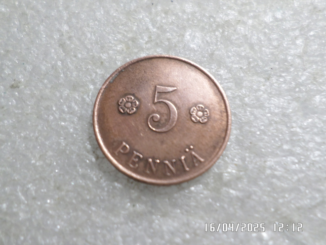 5  PENNIÄ   1918  kansanvaltuuskunta  Typ, !  . kulkematon.