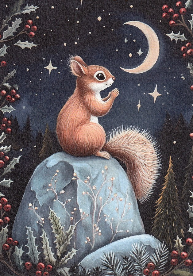 Orava istuu kiven päällä
