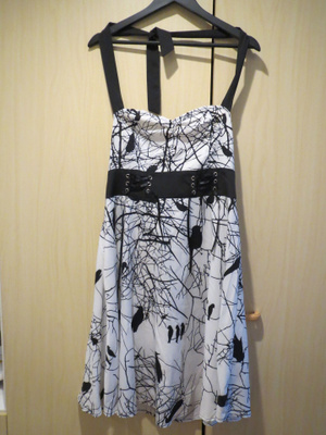 Valkoinen kesämekko korppikuvioin, xl