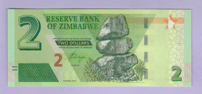 Zimbabwe 2 Dollaria v.2019 UNC P-101