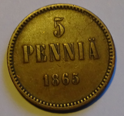 1865 5 penniä kl5