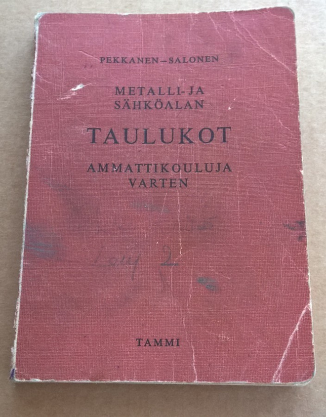 METALLI JA SÄHKÖALAN TAULUKOT PEKKANEN - SALONEN 1972