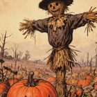 Halloween linnunpelätin kurpitsapellolla - pikkukuva 1