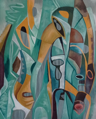 Themata  Akryylimaalaus kankaalle  110 cm x 85 cm