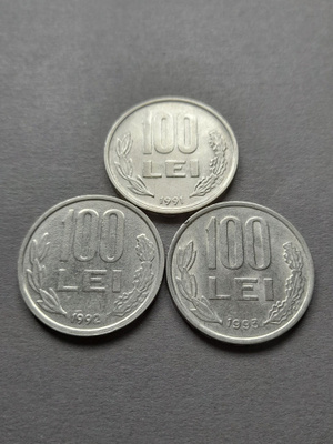 Romanian 100 lein vuosilta 1991-1993
