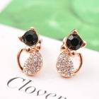 368 .. Fashion Women Elegant Crystal Kissa .. Korvakorut - pikkukuva 1