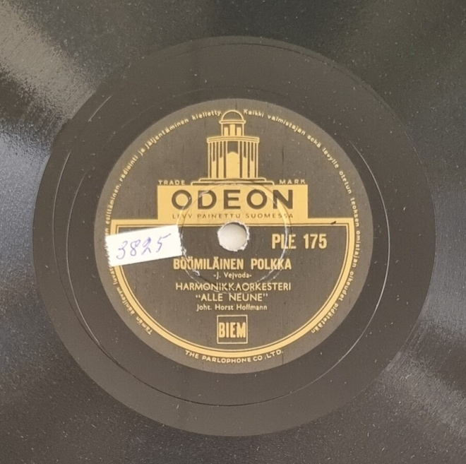 Savikiekko - Harmonikkaorkesteri "Alle Neune" Odeon PLE 175
