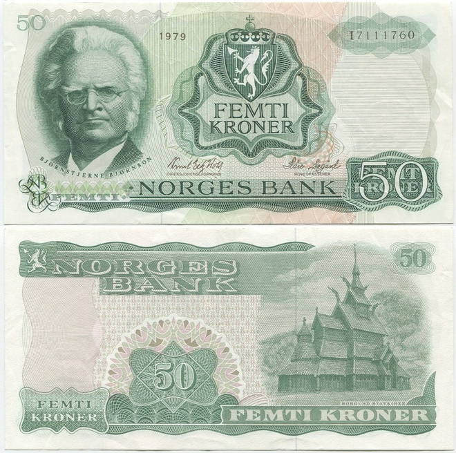 Norja Norway 50 Kroner 1979 (P-37d) XF/XF+, I-sarjaa