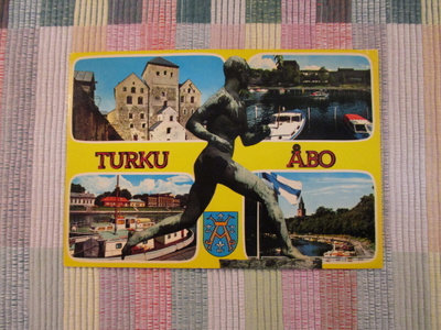 Postikortti Paavo Nurmi patsas. Turku Åbo  13.08.1981