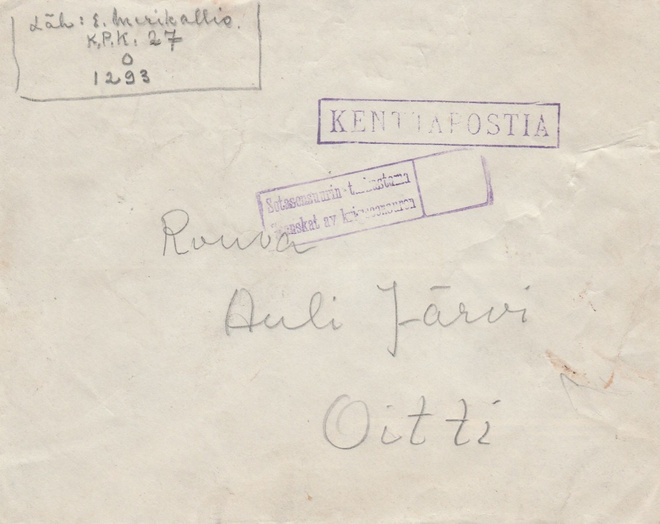 Kirje Kenttäpostia , kentältä Oittiin