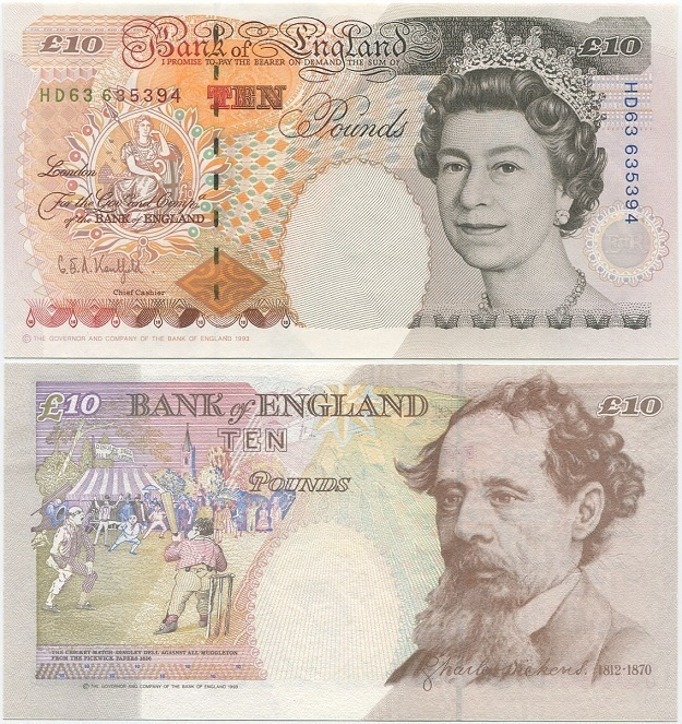 Great Britain England 10 Pounds 1993 (P-386a) UNC QEII