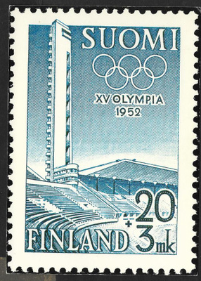 Postimerkkikortti - Olympia 1952 , stadionin torni