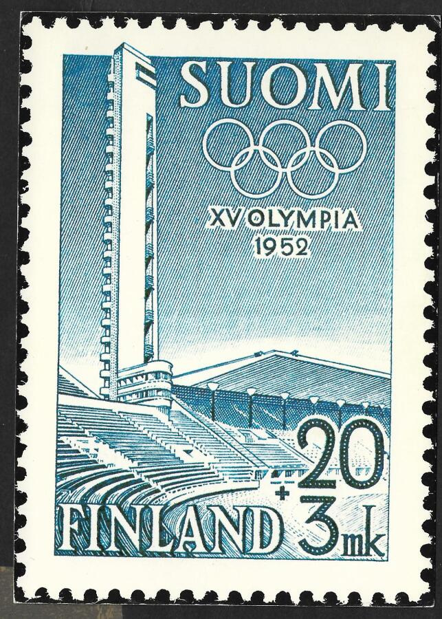 Postimerkkikortti - Olympia 1952 , stadionin torni