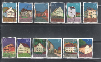 Liechstenstein 1978 taloja sarja leimattuna.
