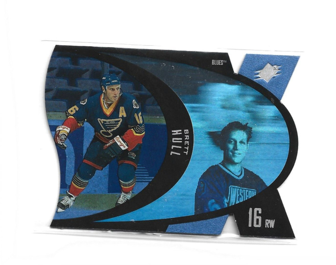 BRETT HULL - BLUES - 1997 SPx # 43 - SILVER - DIE CUT