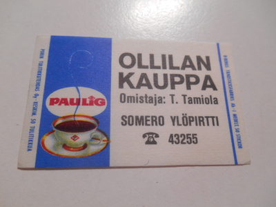 TT Etiketti Paulig Ollilan Kauppa Somero Ylöpirtti