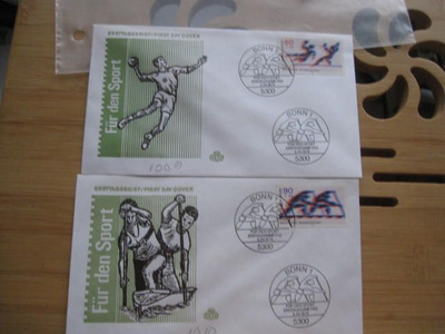 Saksa, 2 erinlaista urheiluaiheista kuorta FDC-leimalla