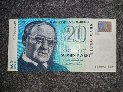 20 markkaa, seteli vuodelta 1993