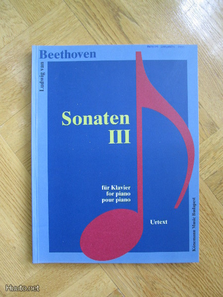 BEETHOVEN Sonaten 3 ! Uudenveroinen piano nuottikirja !