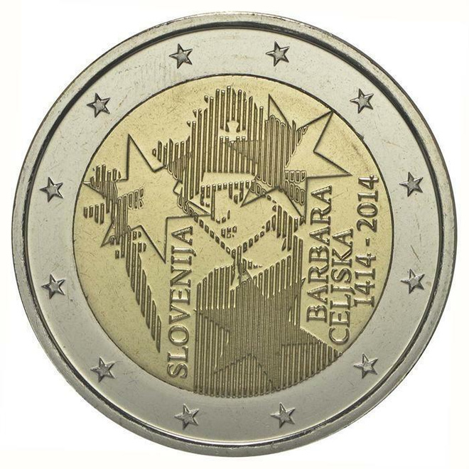 ** SLOVENIA 2€ 2014 Barbara Celjska pillerissä **