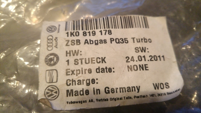 V.A.G VW Golf, Caddy ym. wepaston putki 1K0819178