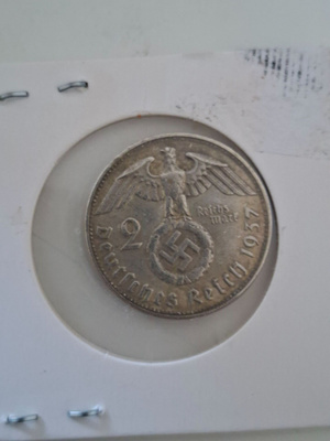 Natsi saksan 2mk kolikko hopeaa 1937