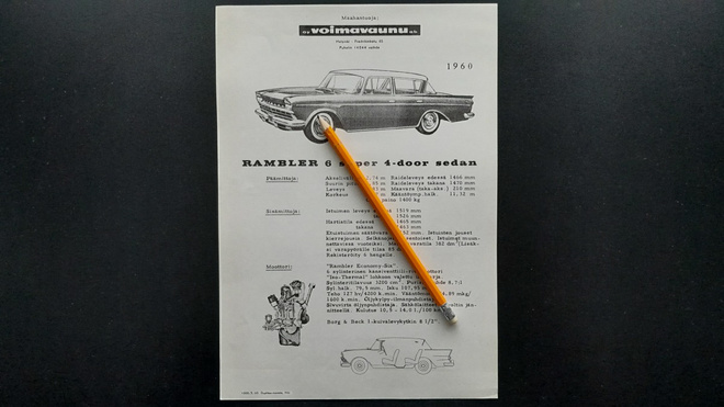 Rambler 6 Super 4-door Sedan auton esite 1960