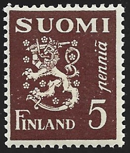 1930 M-30 Leijona 5 p tummanruskea ** Lape 143 b LP Lm1