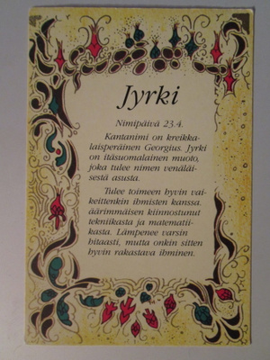 KULKEMATON  JYRKI  NIMIPÄIVÄKORTTI  23.4.
