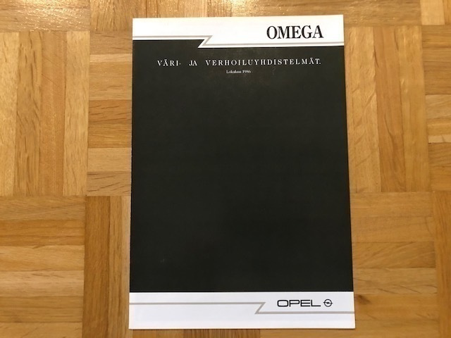 Värikartta Opel Omega A. 1986/1987. Esite