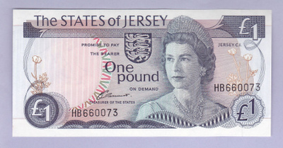 Jersey 1 Pound v.1976-83 UNC P-11 (sign. J. Clennett)