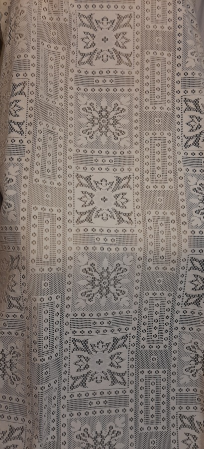 Vintage iso pitsikangas vaalea hyväkuntoinen