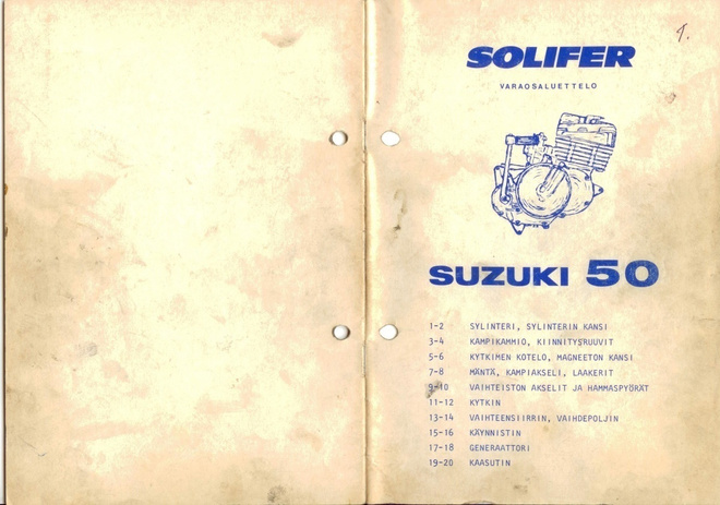Suzuki PV alkup. koneen varaosaluettelon sähköposti-kopsut