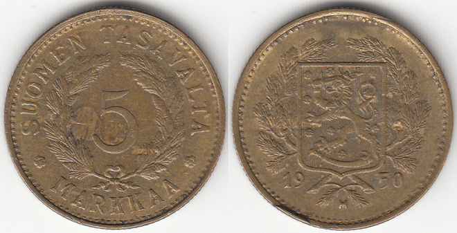 5 mk 1950, H alhaalla
