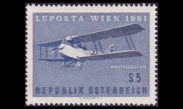 Itävalta 1085 ** Postimerkkinäyttely lentokone (1961)