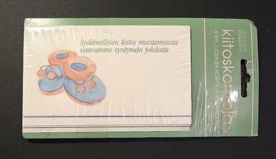 Vauva kiitoskortteja 8 kpl pakkaus kirjekuorineen
