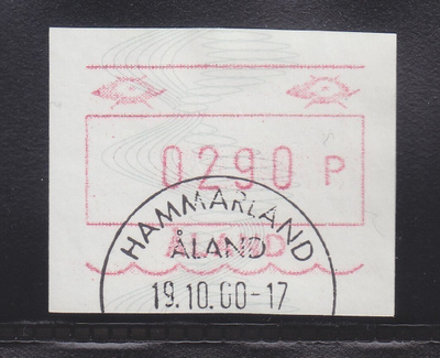 Åland Frama 1990 ATM Å4 2,9 mk loistoleimalla.
