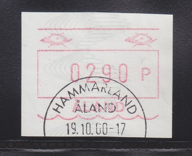 Åland Frama 1990 ATM Å4 2,9 mk loistoleimalla.