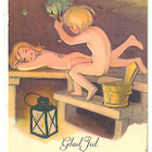 M. Wendelin. Lapset saunassa, joulukortti, - 1956 - pikkukuva 1