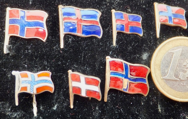 7 VANHAA Merkki Norja Tanska Isalanti ym Lippu