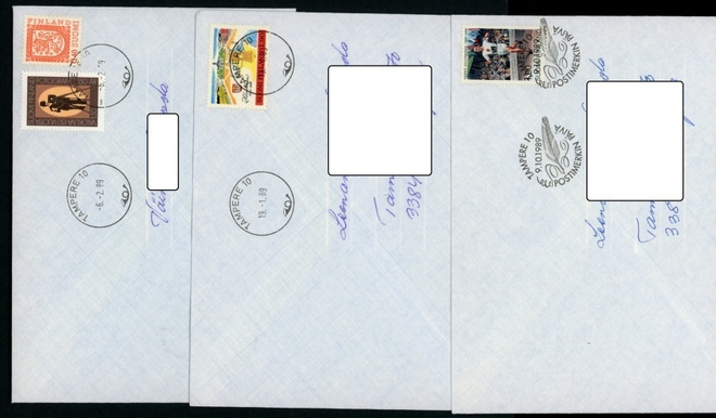 FDC 1989 kolme kuorta Tampere-leimoilla ( Erä1)