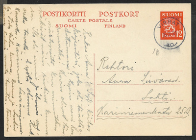 Postiläh. - Ehiö 12mk (LAPE 104) Virrat 26.9.1951