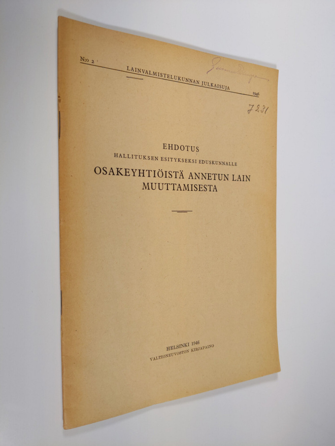 Ehdotus hallituksen esitykseksi eduskunnalle osakeyhtiöis...