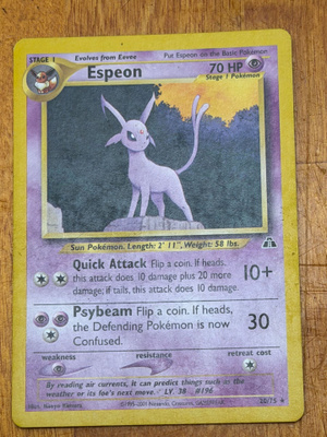 Pokémon Espeon 20/75 Neo Discovery Rare Eeveelution WOTC