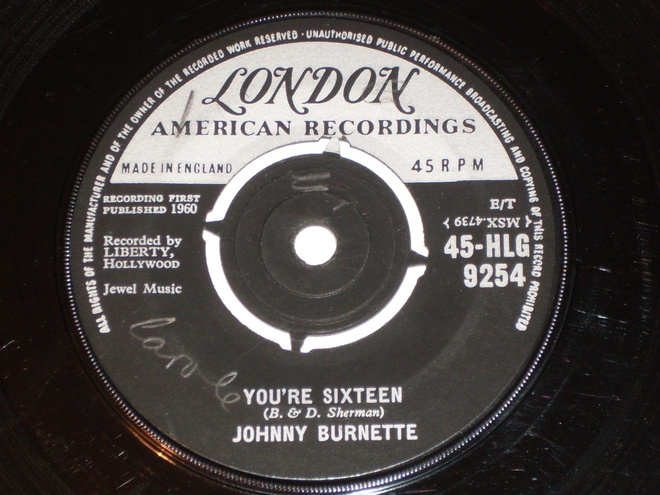7" JOHNNY BURNETTE - You're 16 - single 1960 rockabilly EX