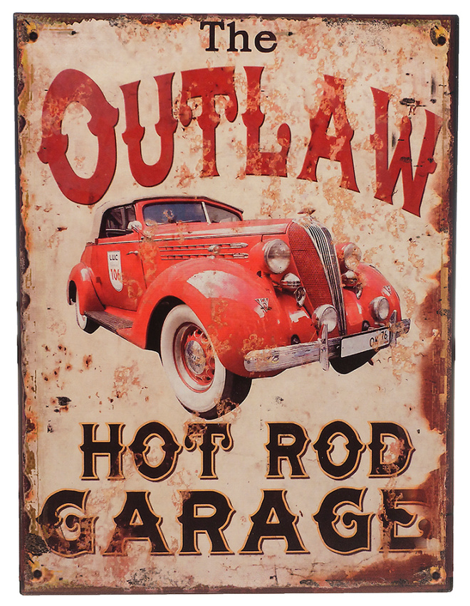 METALLIKYLTTI OUTLAW HOT ROD GARAGE 25 X 33CM	(45 028)	(met-