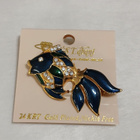 Vintage kala free Nick gold plated rintaneula – emaloitu - pikkukuva 4